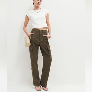 Reformation bilijana relaxed cargo pants in dark olive size 28
